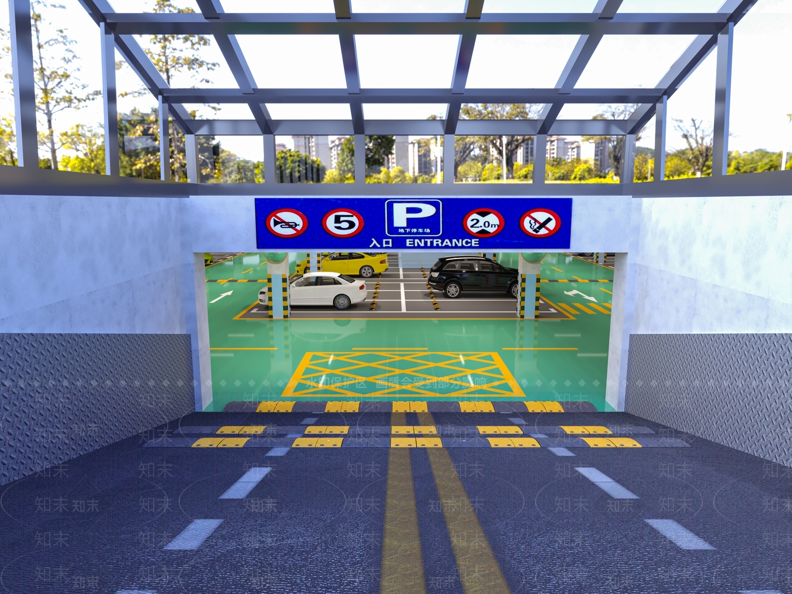 现代停车场入口3D模型下载【ID:997904449】