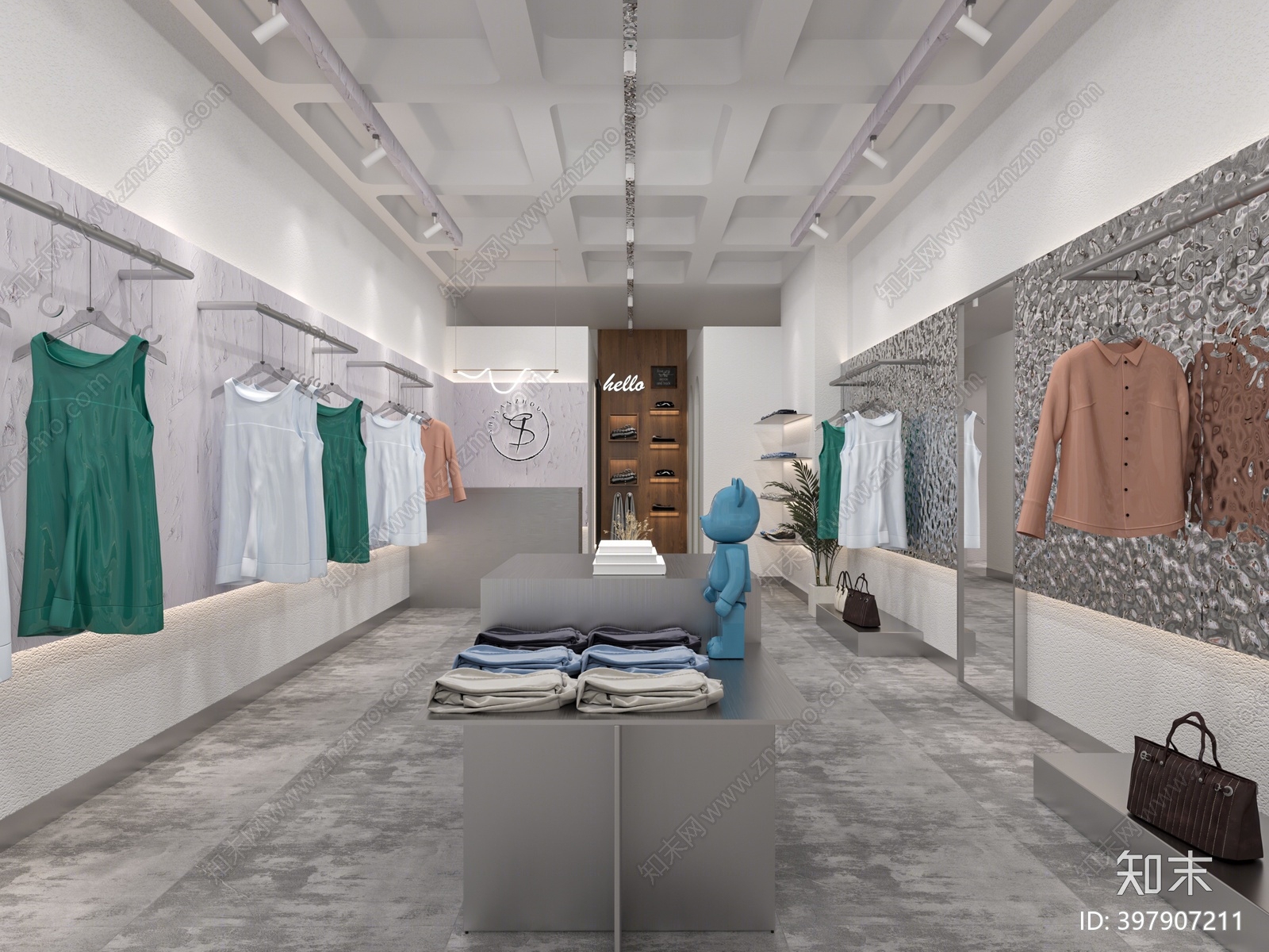 现代服装鞋店3D模型下载【ID:397907211】