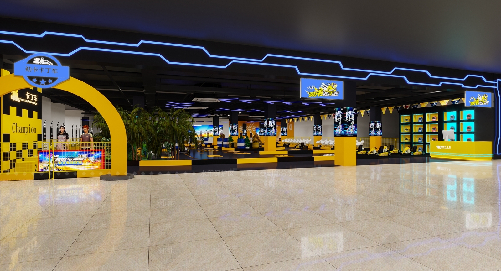 现代儿童卡丁车馆3D模型下载【ID:997919969】