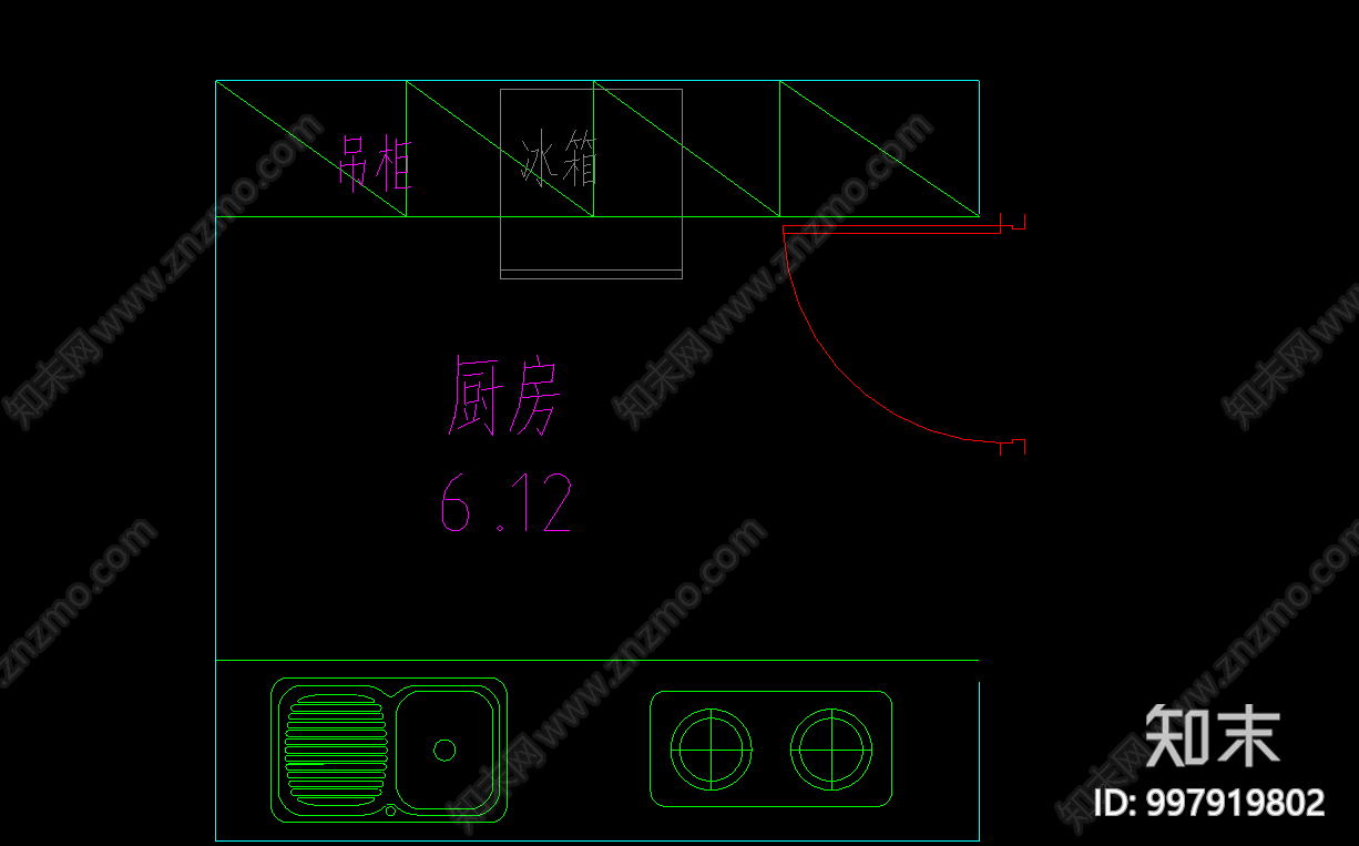 厨房cad施工图下载【ID:997919802】