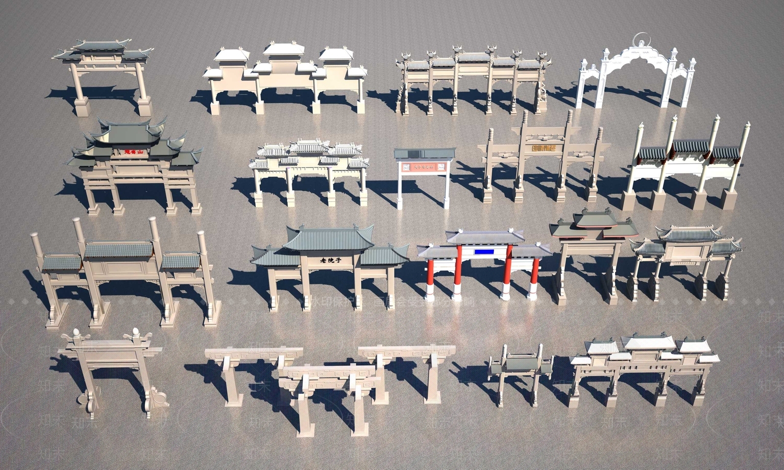 新中式牌楼牌坊3D模型下载【ID:297928855】