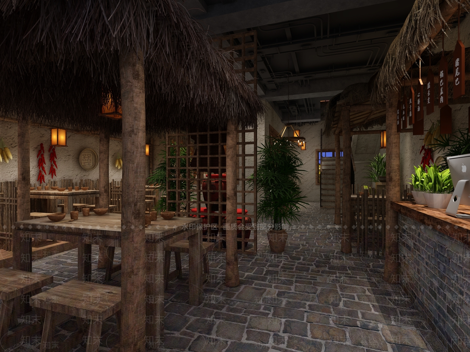 中式火锅店3D模型下载【ID:397936202】