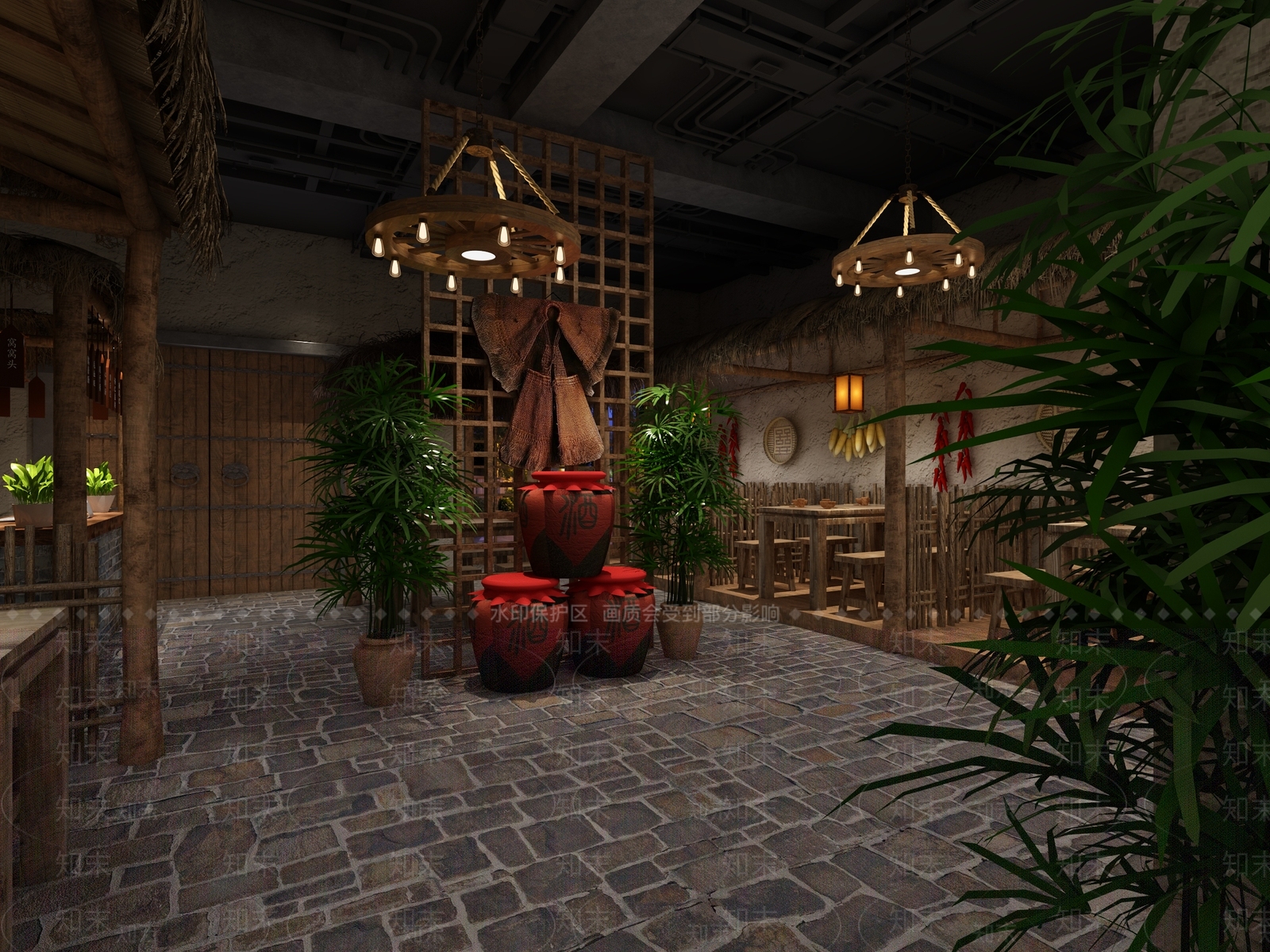 中式火锅店3D模型下载【ID:397936202】