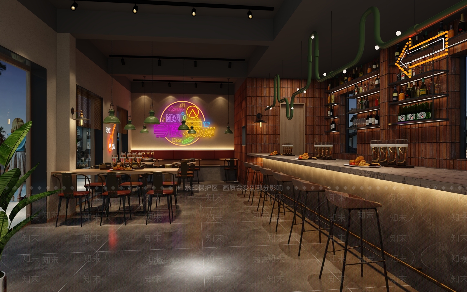 工业风音乐餐厅3D模型下载【ID:497940057】