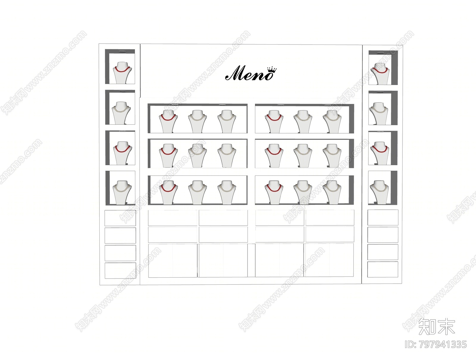 现代珠宝货架SU模型下载【ID:797941335】