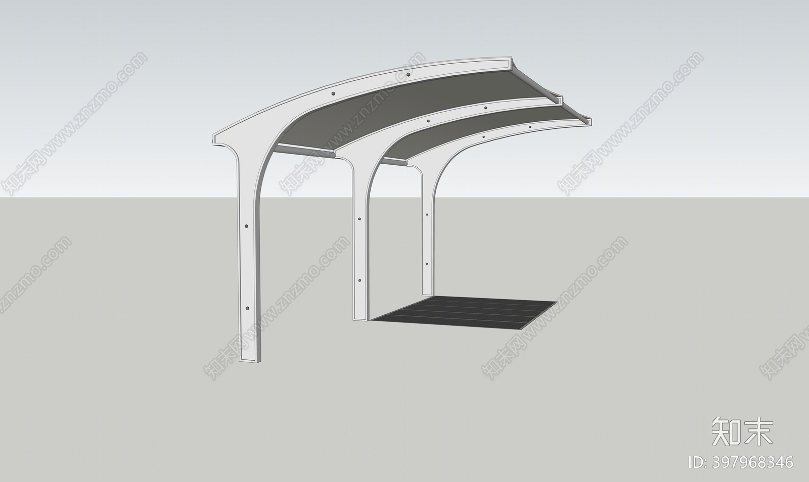 现代非机动车棚SU模型下载【ID:397968346】