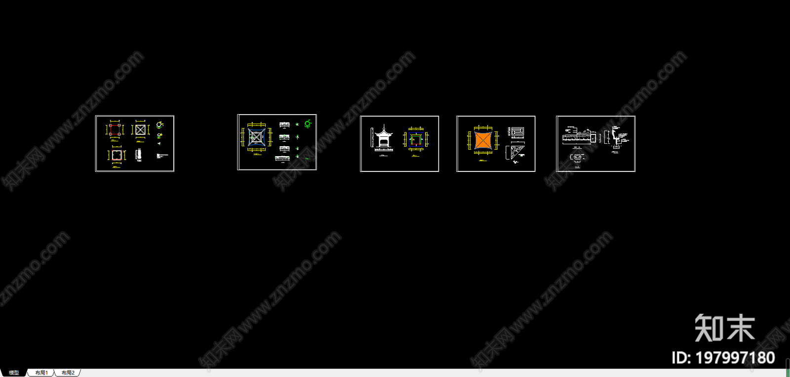 四角亭施工图下载【ID:197997180】