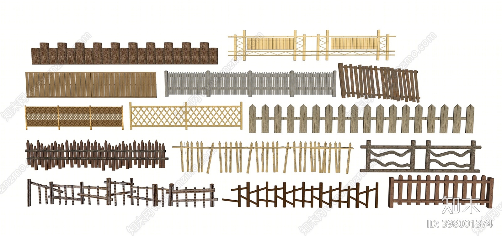 现代木篱笆SU模型下载【ID:398001374】