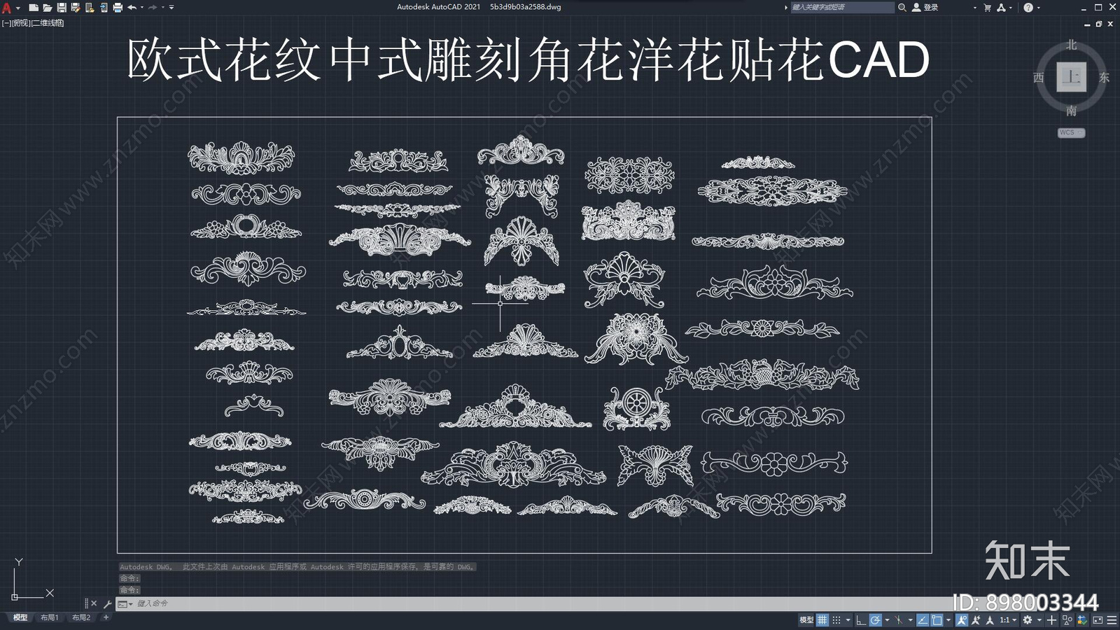 欧式花纹雕刻cad施工图下载【ID:898003344】