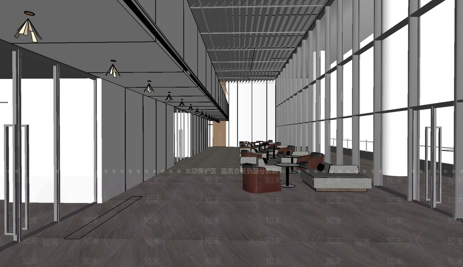 现代办事大厅SU模型下载【ID:598004238】