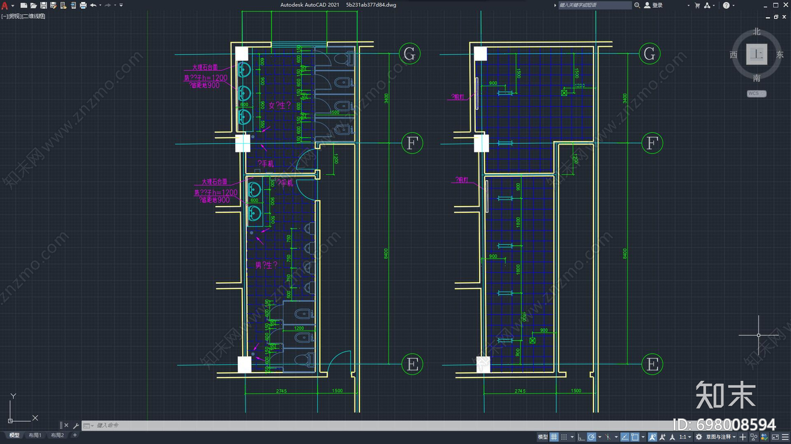 酒店卫生间cad施工图下载【ID:698008594】