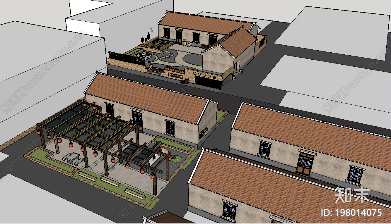 现代乡村民房SU模型下载【ID:198014075】