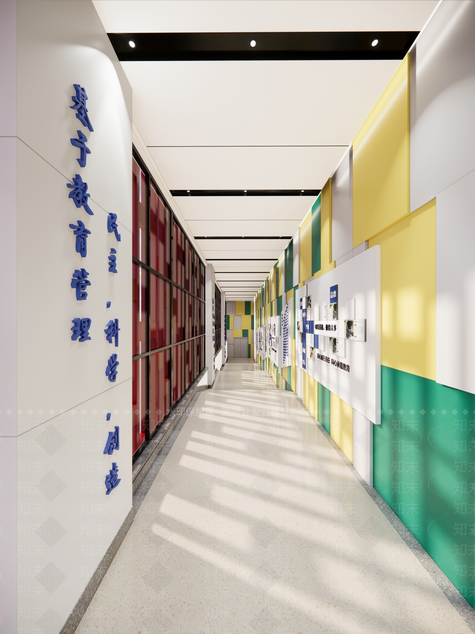 现代学校文化长廊SU模型下载【ID:598017318】