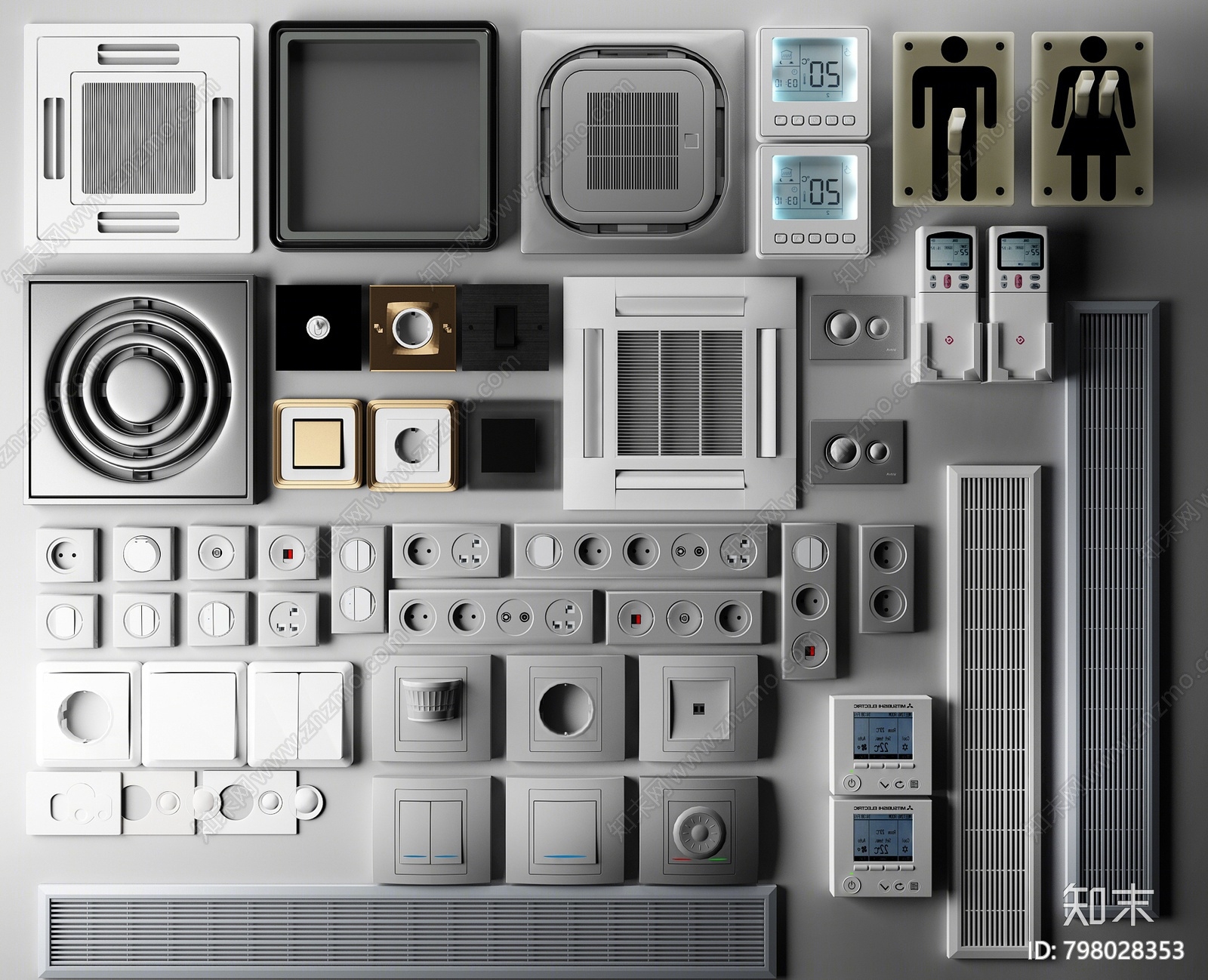 现代开关3D模型下载【ID:798028353】