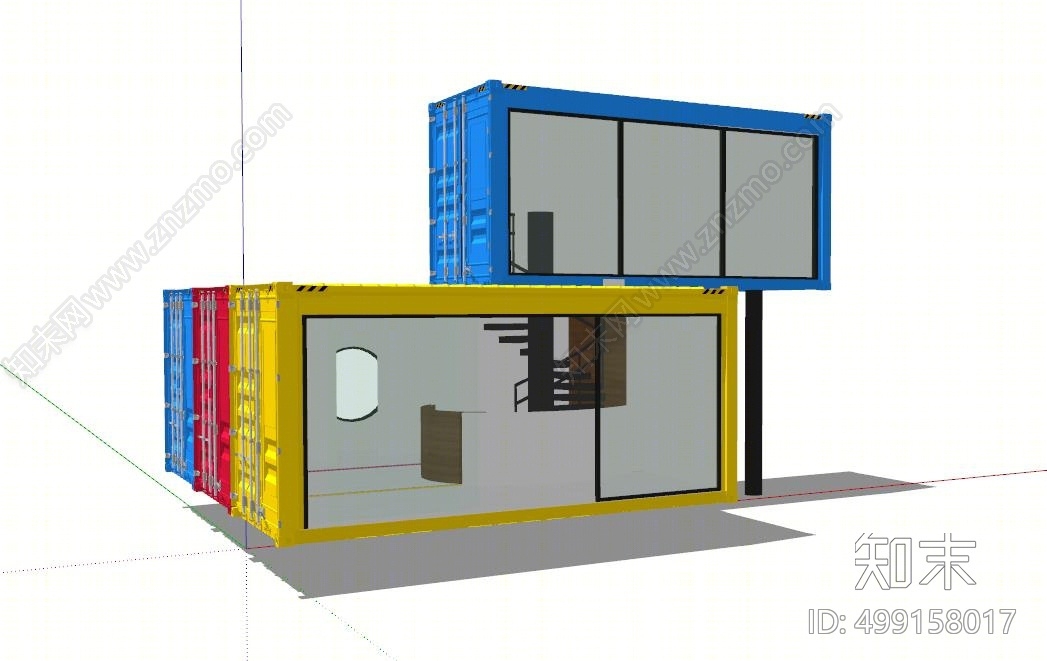 现代集装箱组合SU模型下载【ID:499158017】