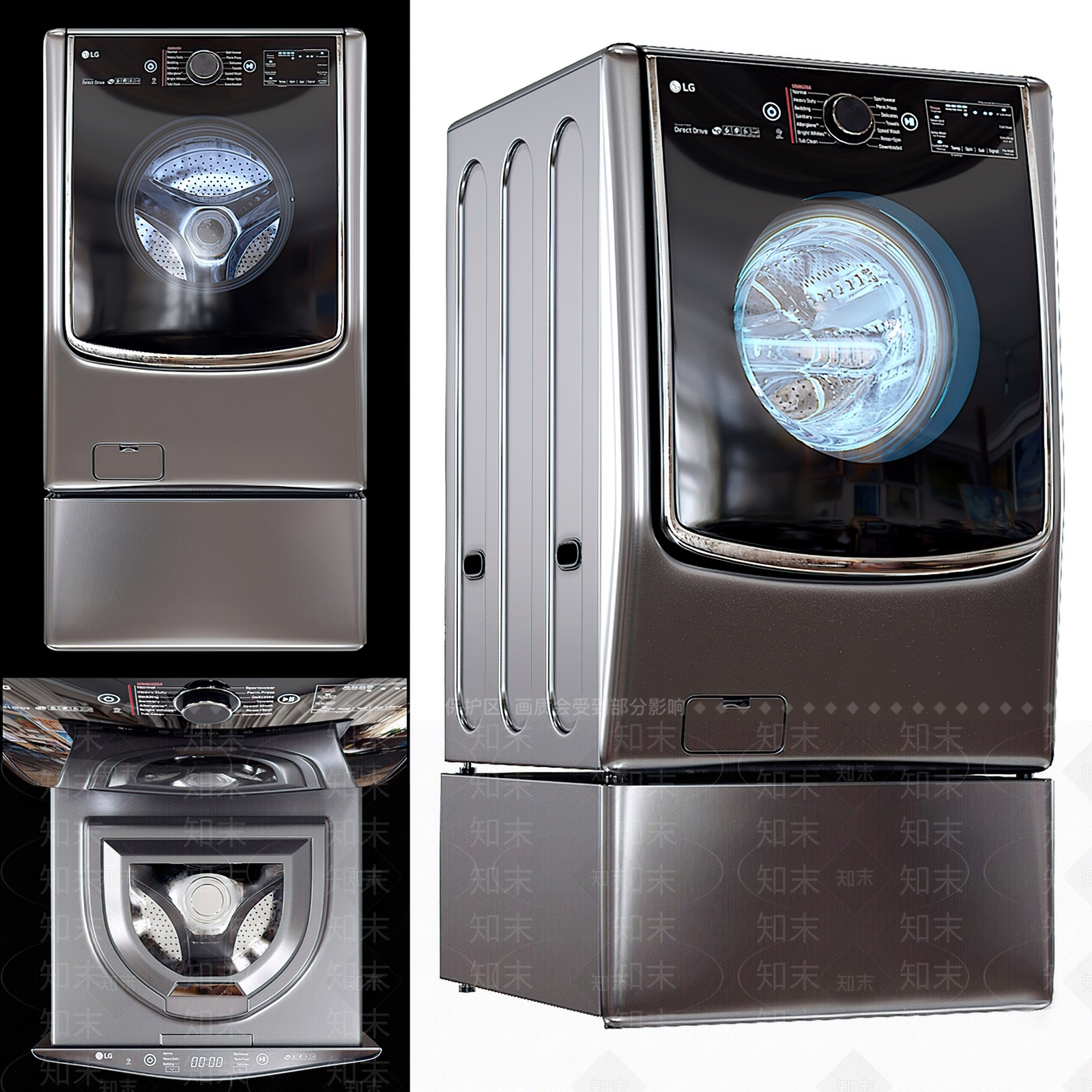 现代滚筒洗衣机3D模型下载【ID:198037578】