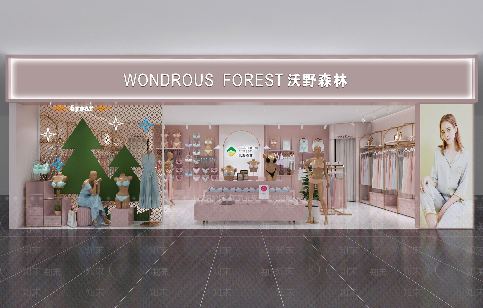 现代内衣店展厅3D模型下载【ID:598038490】