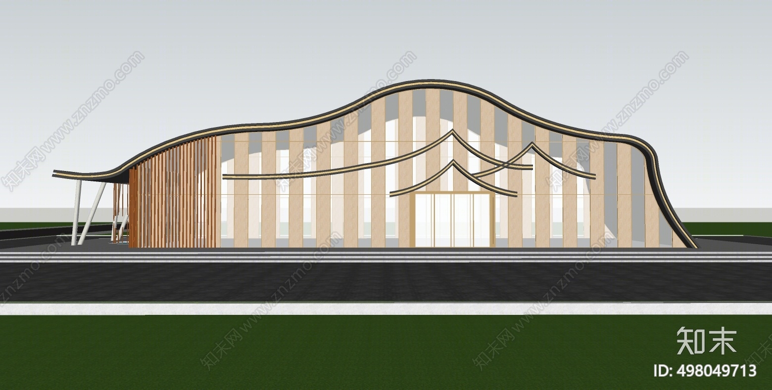 现代展览馆建筑SU模型下载【ID:498049713】