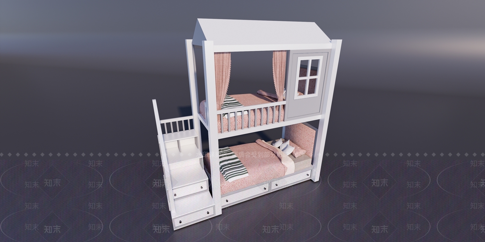 现代双层床SU模型下载【ID:598070301】