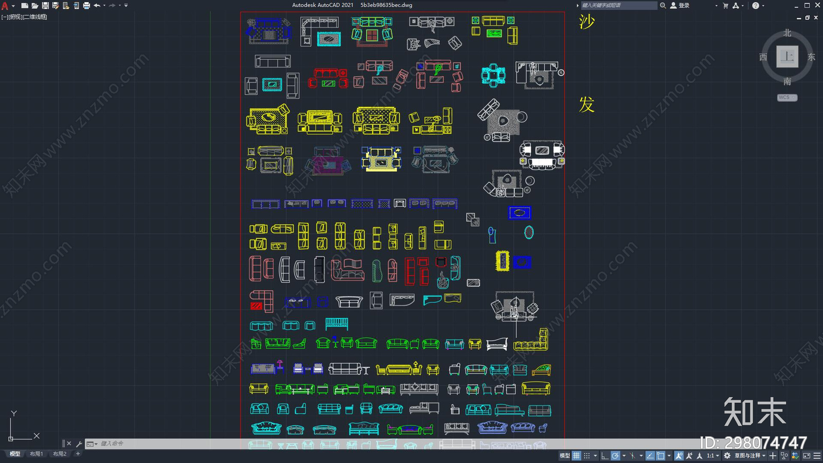 CAD沙发模块施工图下载【ID:298074747】