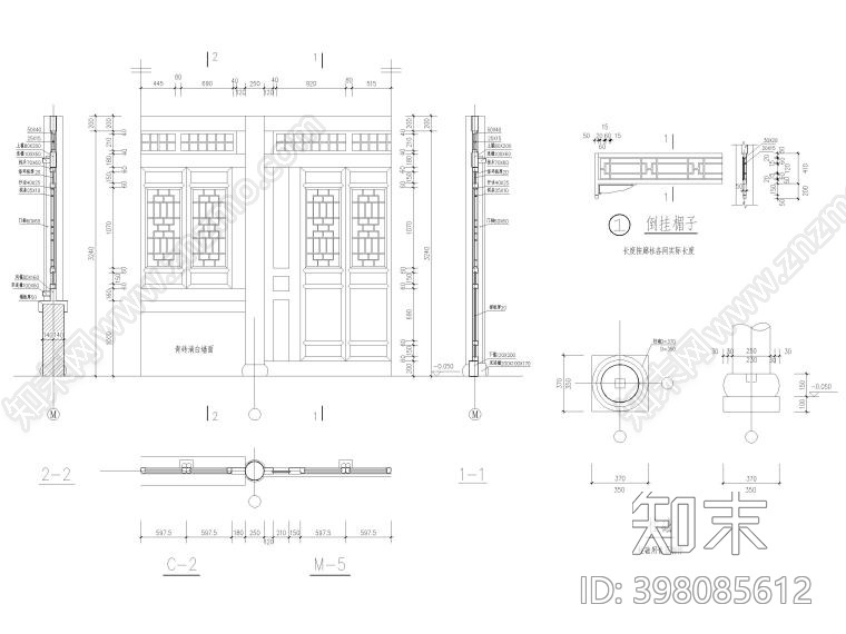 中式构件cad施工图下载【ID:398085612】