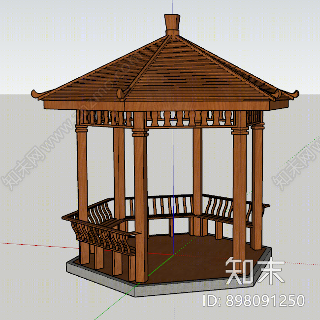 中式六角亭SU模型下载【ID:898091250】