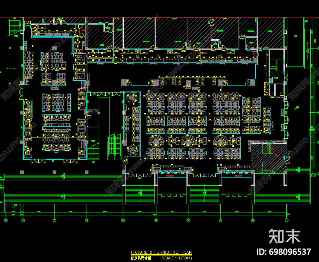 现代食堂cad施工图下载【ID:698096537】