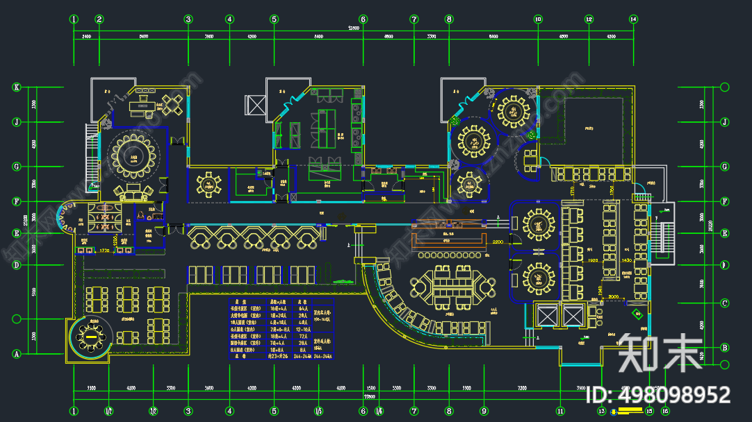 餐饮空间cad施工图下载【ID:498098952】