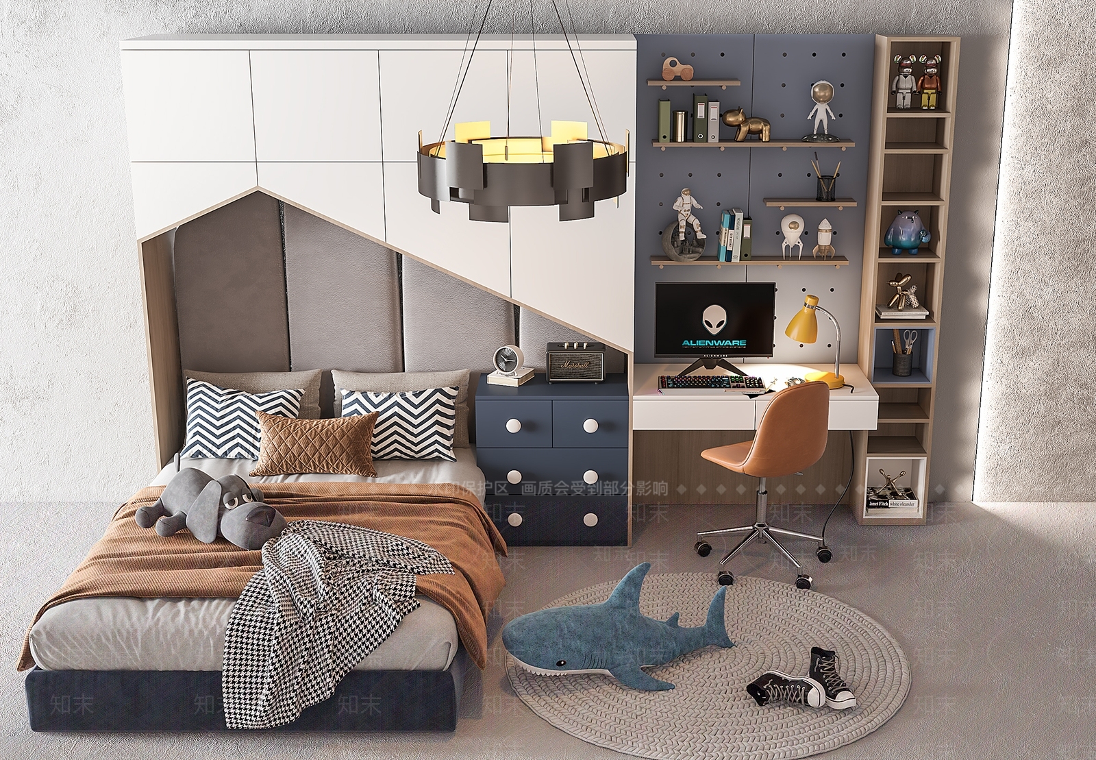 现代儿童床3D模型下载【ID:798107170】