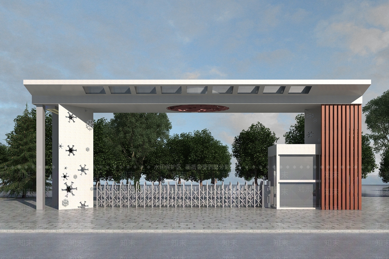 现代企业工厂入口大门3D模型下载【ID:898109642】