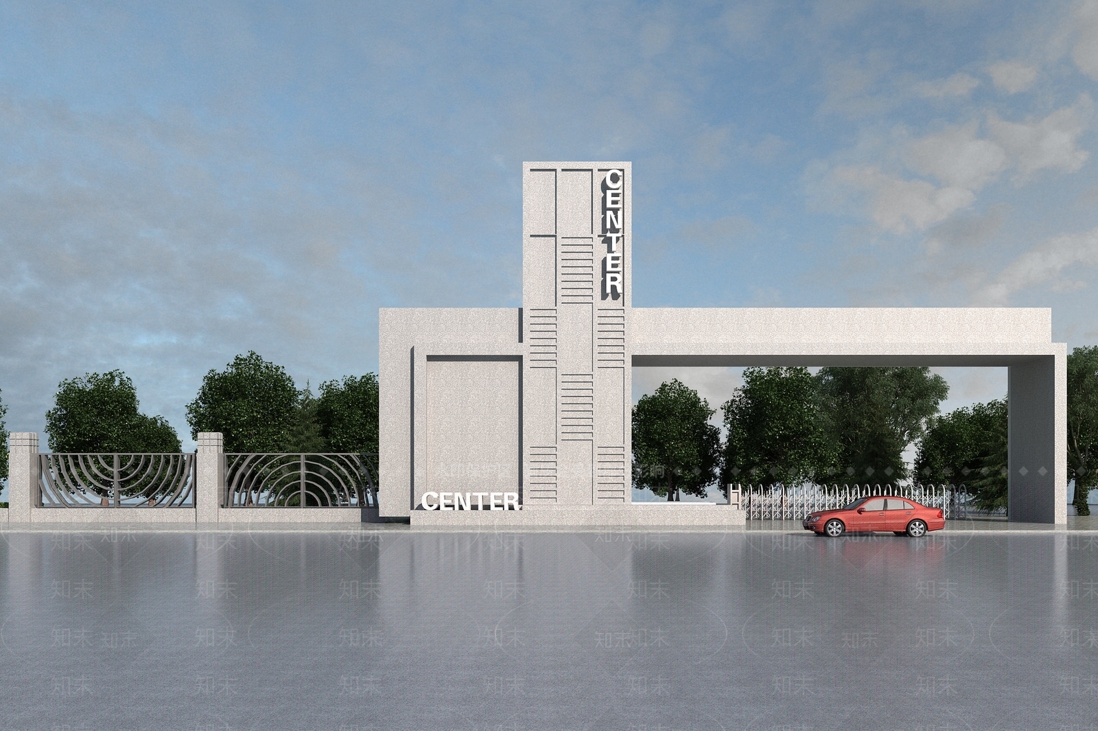 现代企业工厂入口大门3D模型下载【ID:898109647】