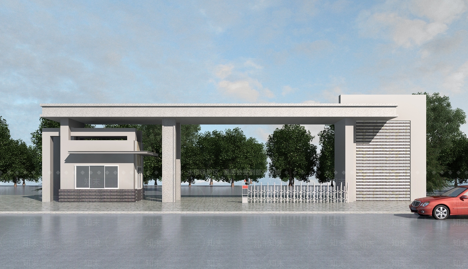 现代企业工厂入口大门3D模型下载【ID:898109656】