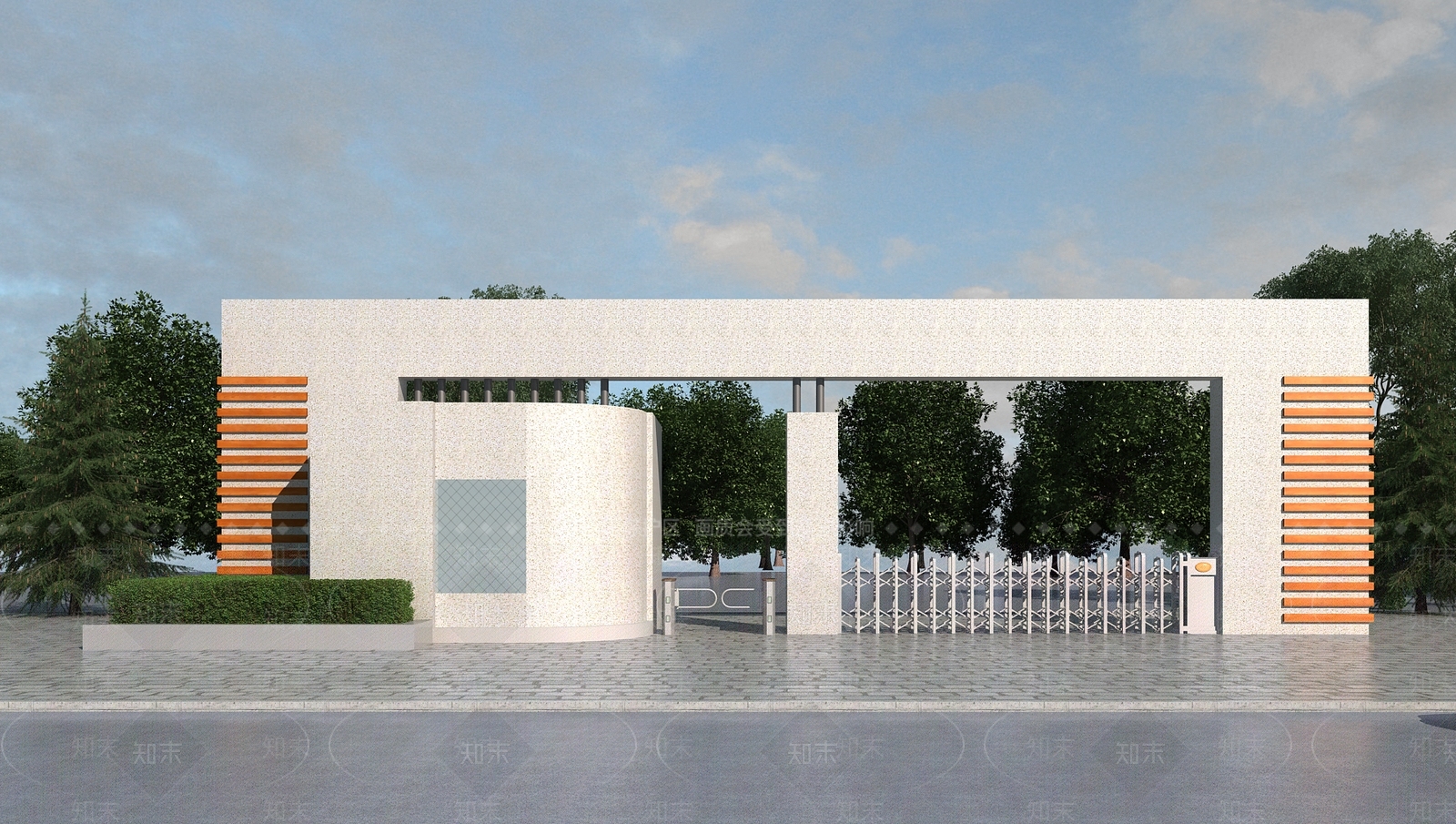 现代企业工厂入口大门3D模型下载【ID:898109666】