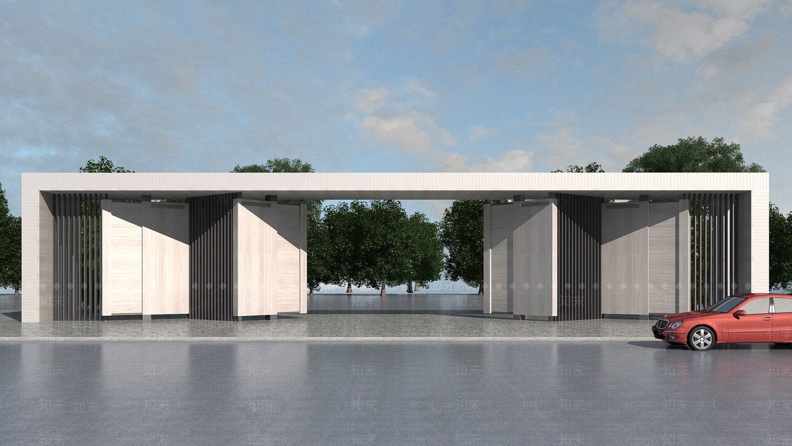 现代企业工厂入口大门3D模型下载【ID:898109672】