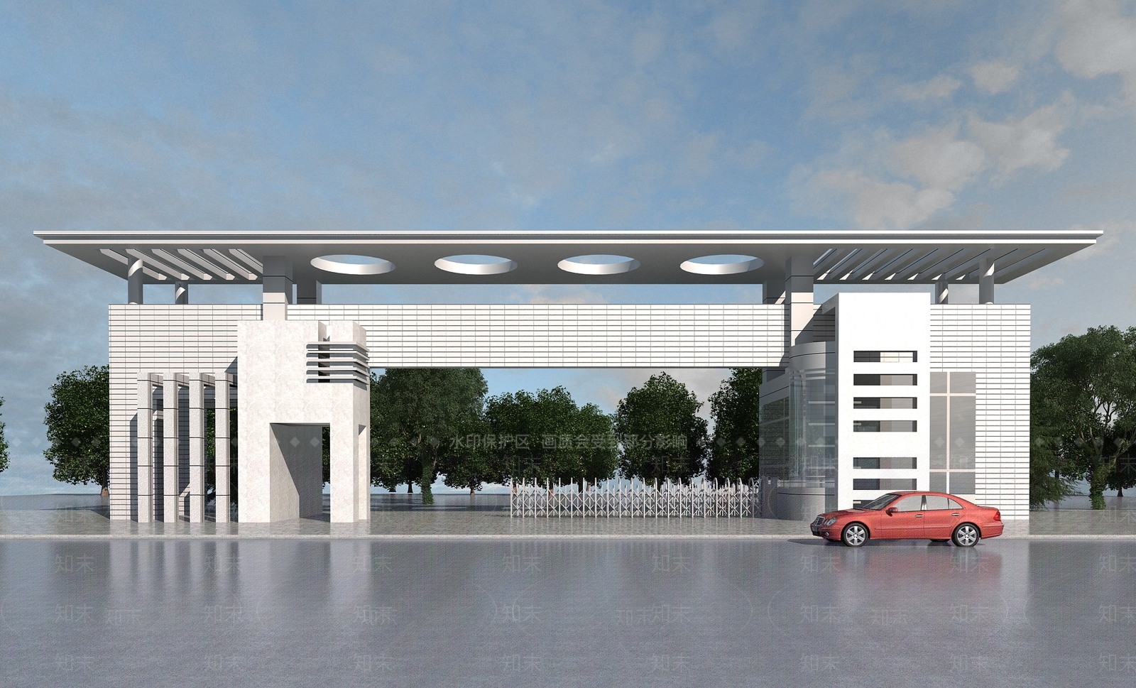 现代企业工厂入口大门3D模型下载【ID:898109673】