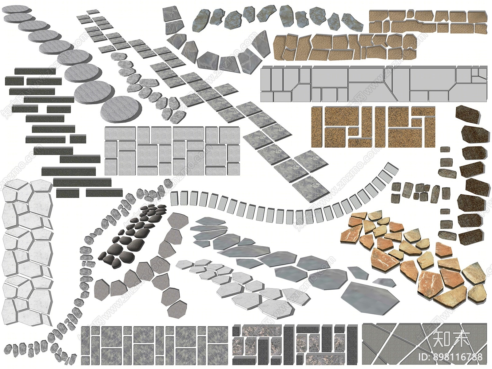 现代石头小路SU模型下载【ID:898116788】