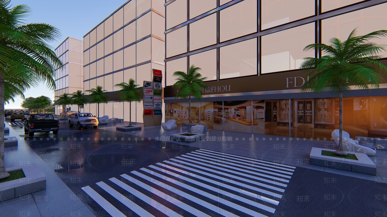 现代商业街SU模型下载【ID:398118923】