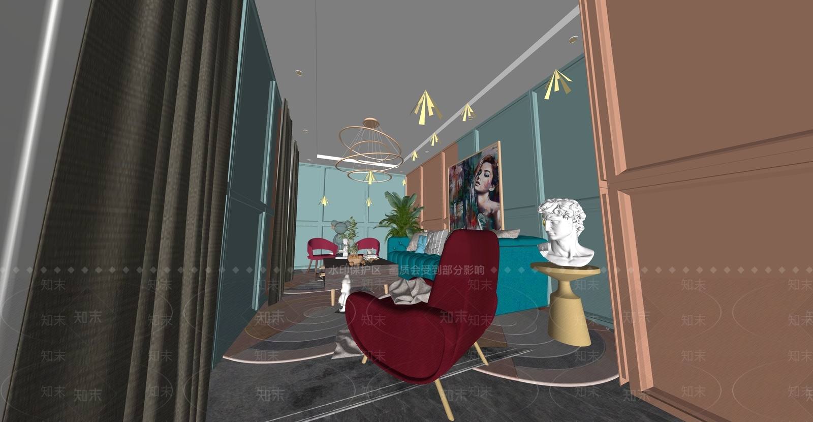 欧式主题娱乐室SU模型下载【ID:598130485】