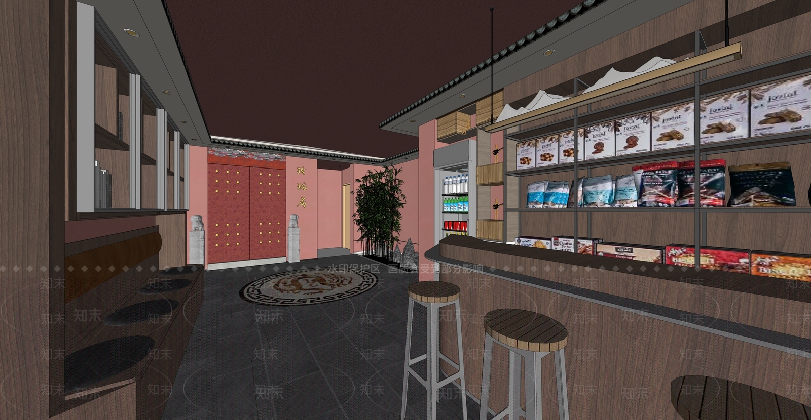 新中式主题娱乐室SU模型下载【ID:598130487】