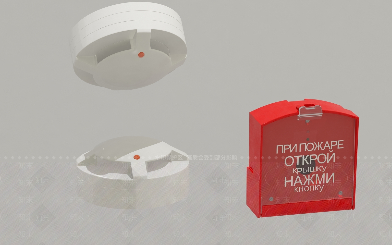 现代烟雾报警器3D模型下载【ID:498143688】