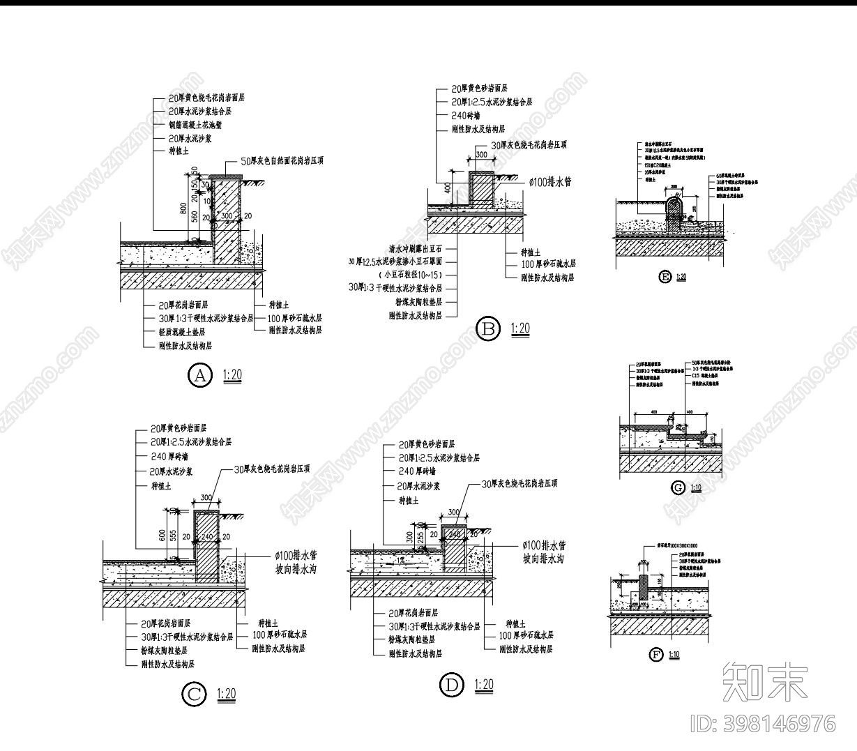 现代简约园林道牙路牙石详图cad施工图下载【ID:398146976】