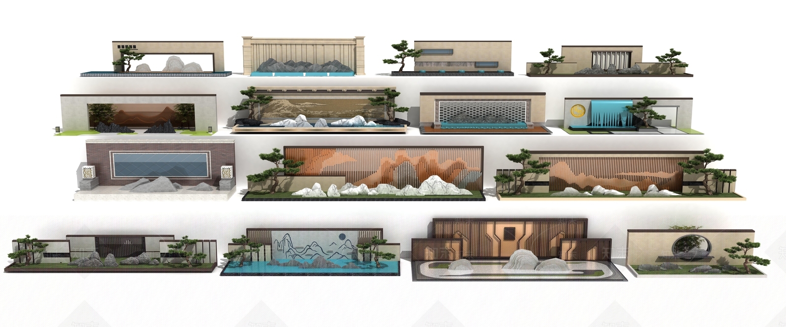 新中式假山水景3D模型下载【ID:998148776】