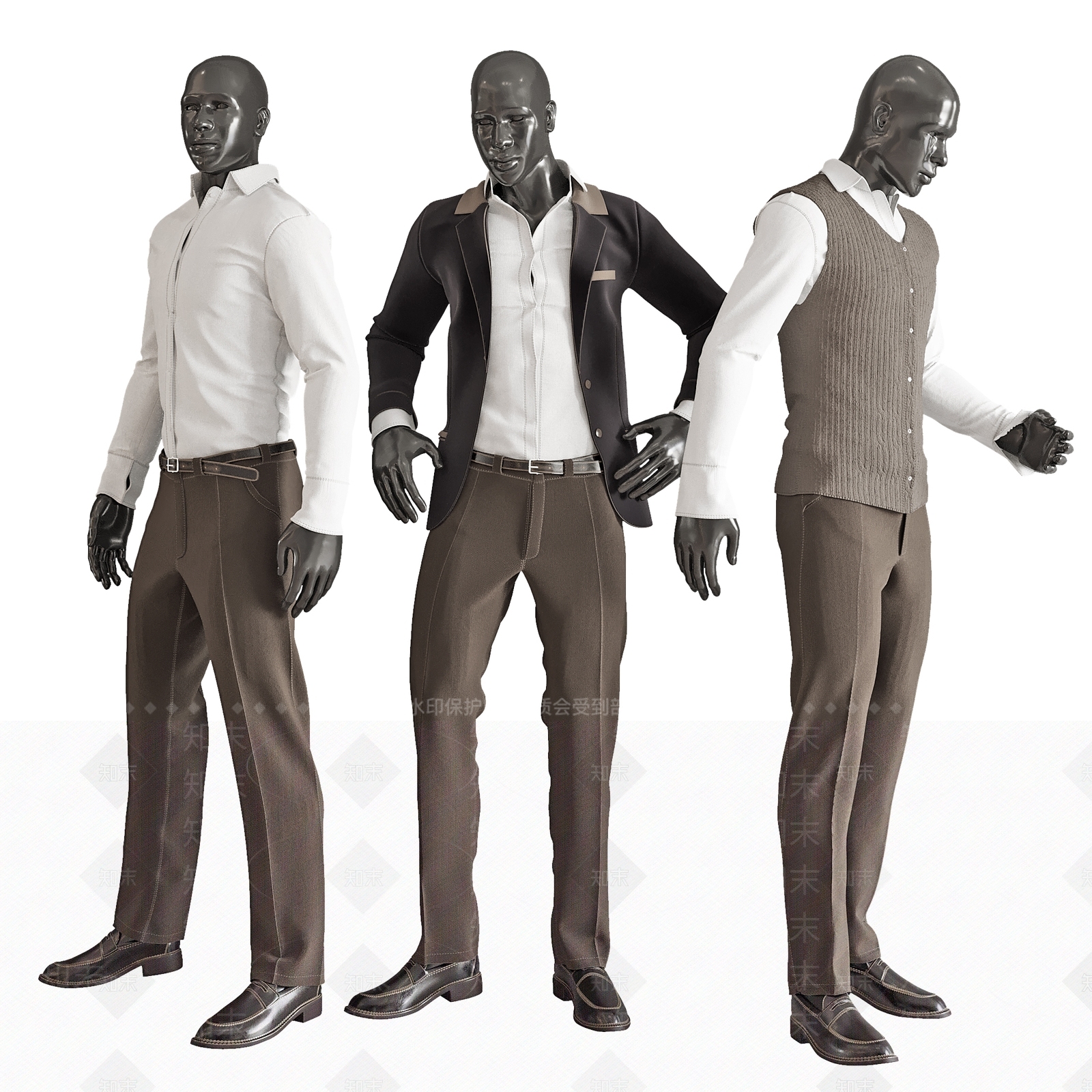 现代服饰鞋帽模特3D模型下载【ID:498149552】