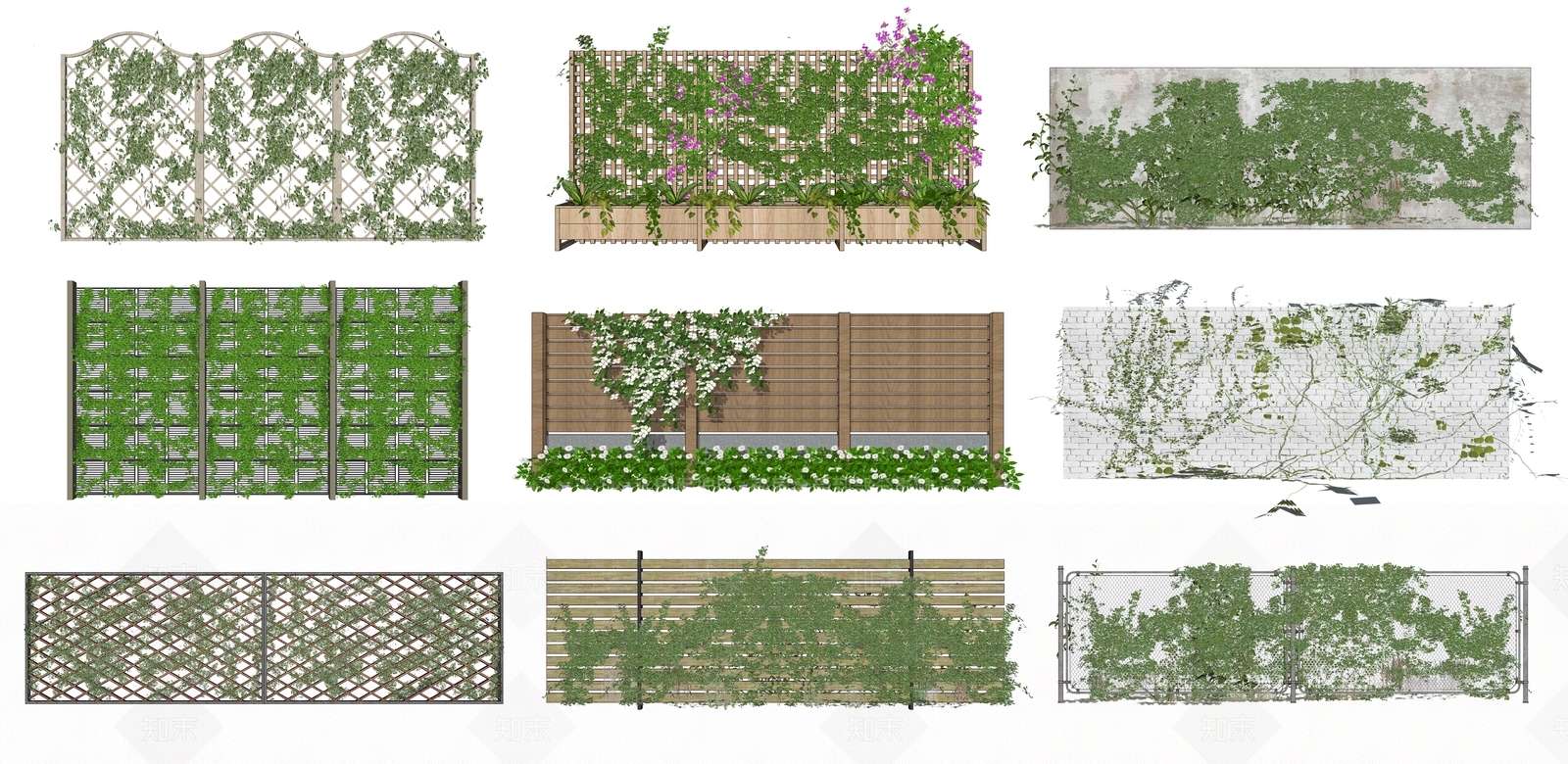 现代绿植墙SU模型下载【ID:398152523】
