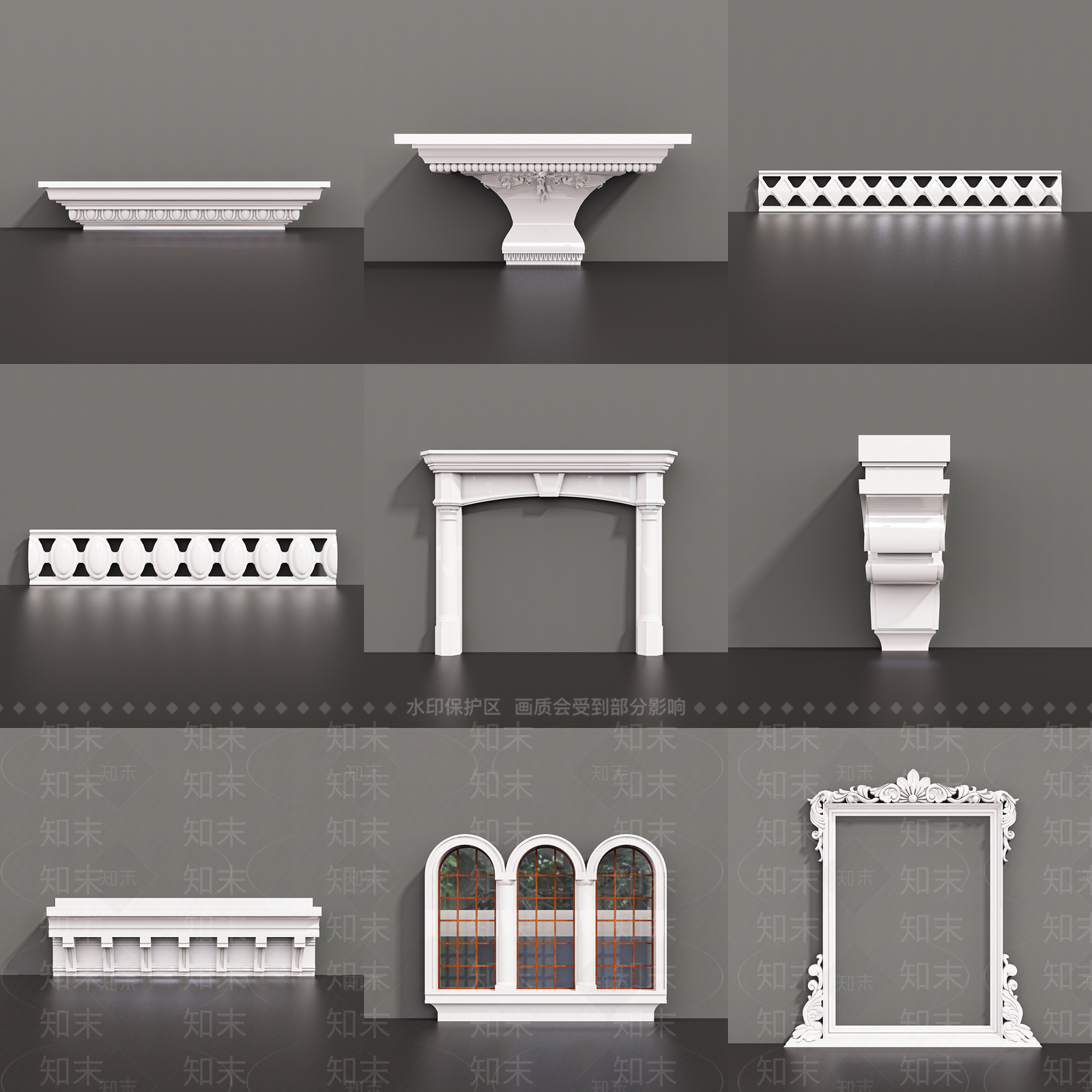 欧式构件SU模型下载【ID:498155853】