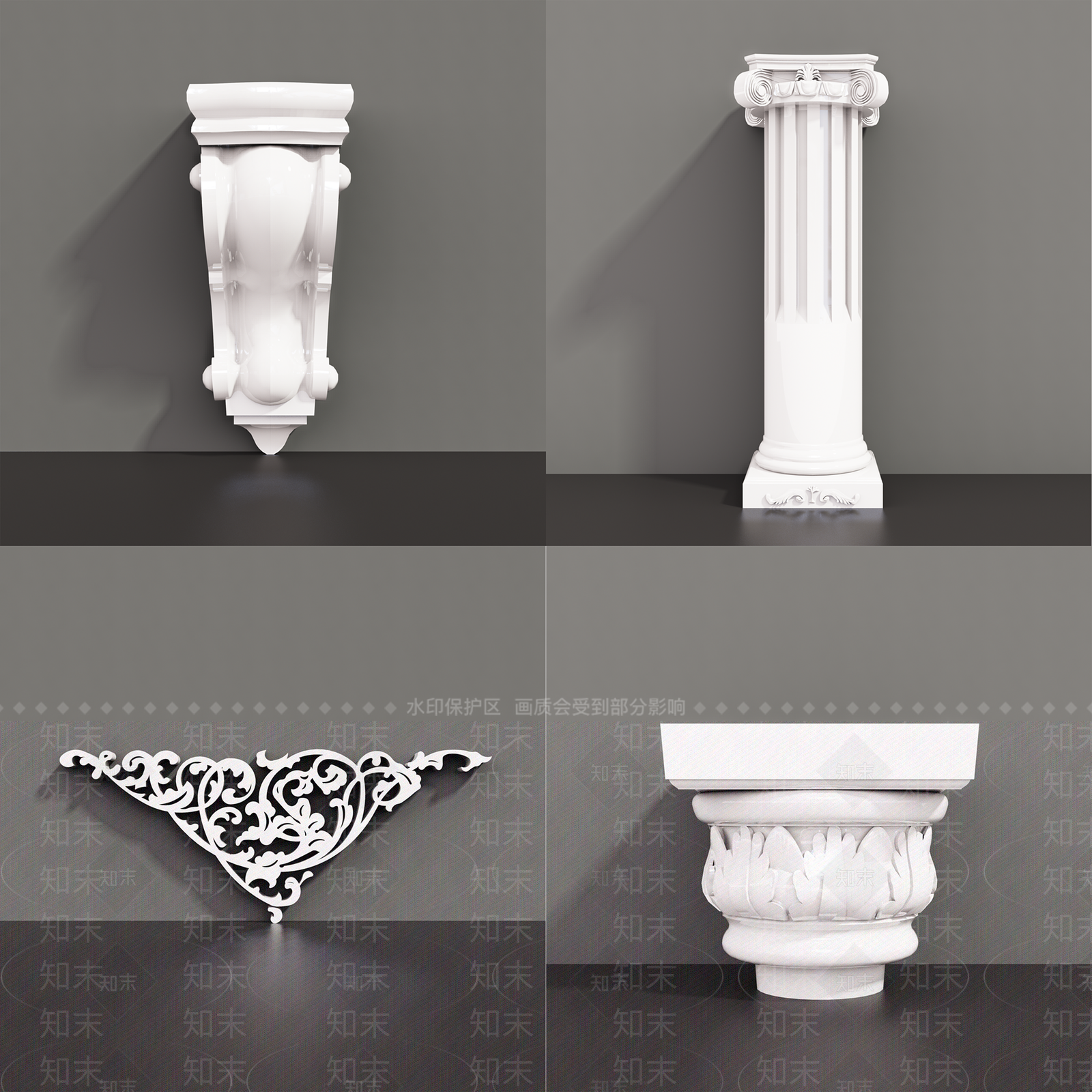 欧式建筑构件SU模型下载【ID:498158816】