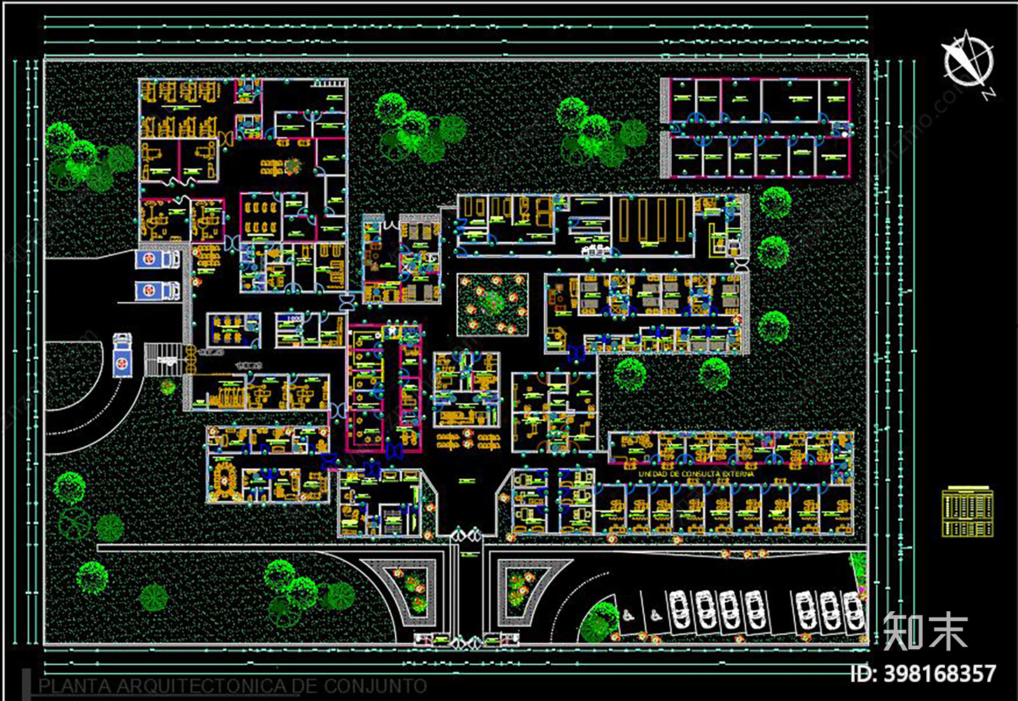 医院景观规划施工图下载【ID:398168357】