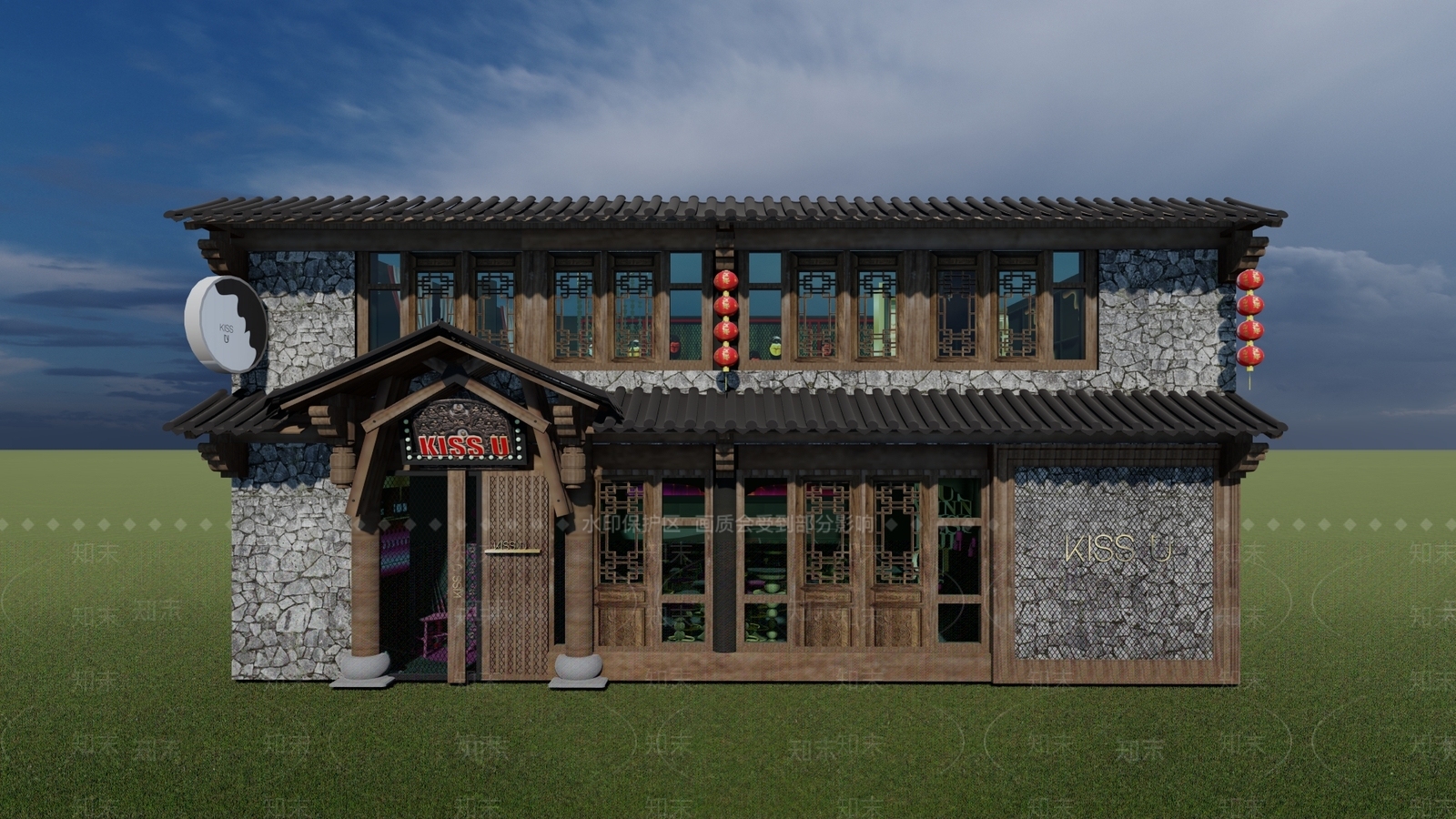 中式商业建筑SU模型下载【ID:198172022】