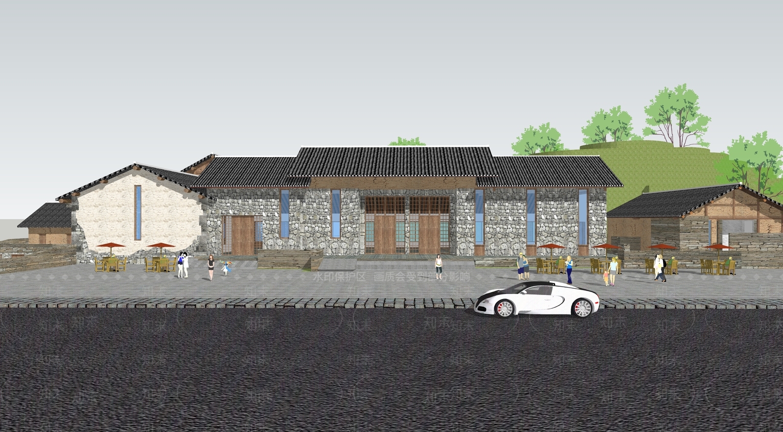 中式乡村民房SU模型下载【ID:398172475】