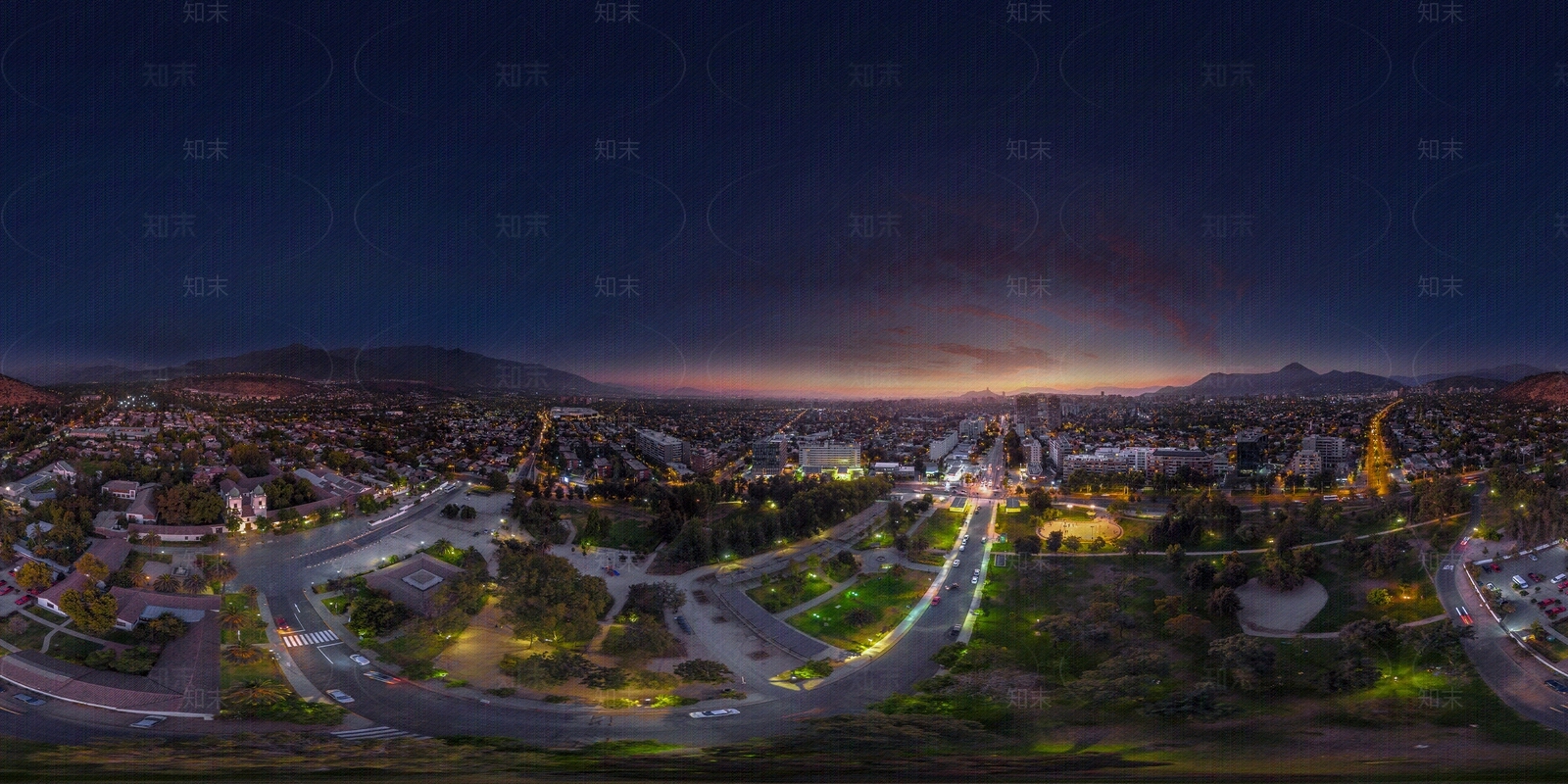 HDR山区特色小镇中心夜景鸟瞰贴图下载【ID:698173728】